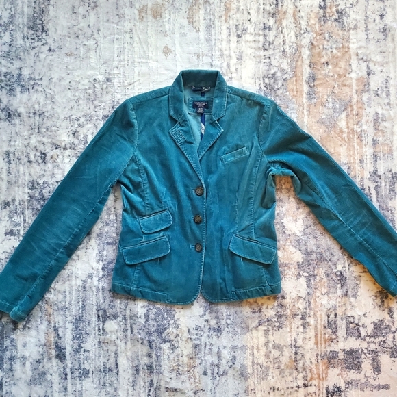 American Eagle Outfitters Jackets & Blazers - American Eagle Outfitters Teal Blue green Corduroy women's blazer sz Medium